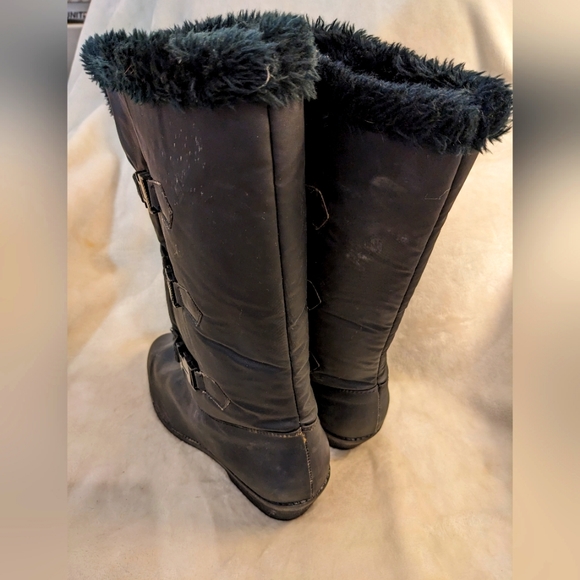 Faux Fur Lined Cold Weather Snow Boots Black Size 11 12WW Wide Width - Picture 7 of 16